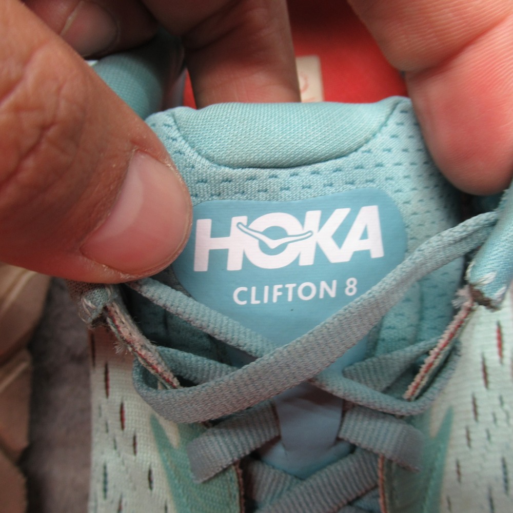 Hoka Running Shoes Women 9 B Aqua Clifton 8 Lightweight Comfort Lace-Up Athletic - Picture 4 of 16